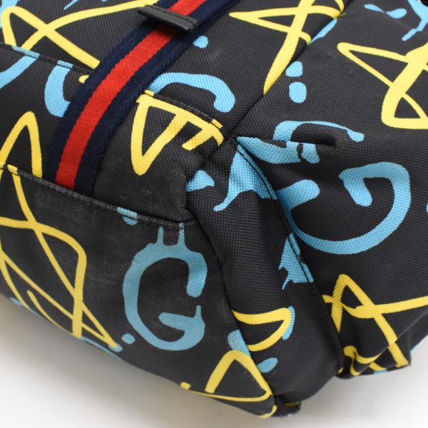 5000049884103793 5 Gucci Ghost Backpack Rucksack Techno Canvas Black Yellow Blue