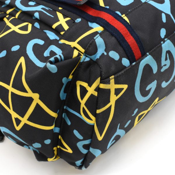 5000049884103793 6 Gucci Ghost Backpack Rucksack Techno Canvas Black Yellow Blue