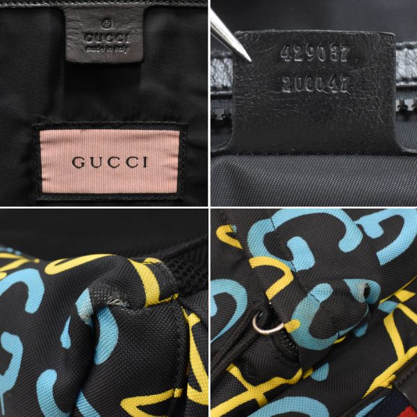 5000049884103793 9 Gucci Ghost Backpack Rucksack Techno Canvas Black Yellow Blue