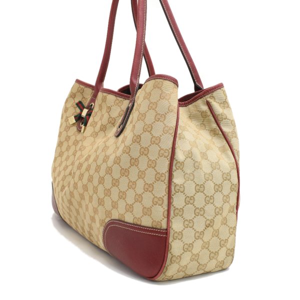 5000049884103821 2 Gucci Tote Bag Princy Ribbon GG Canvas Jacquard Beige Red