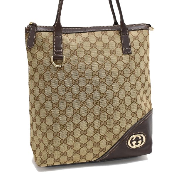 5000049884103827 1 Gucci tote bag GG canvas interlocking G leather beige brown