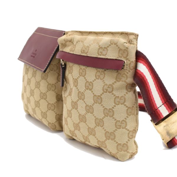 5000049884103842 2 Gucci Belt Bag Body Bag GG Canvas Leather Beige Red