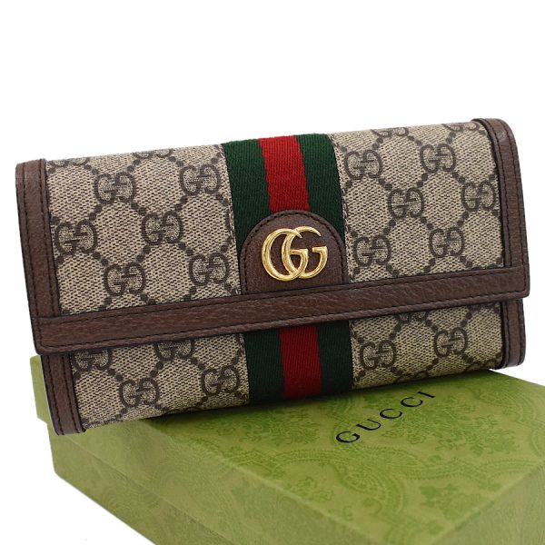 5000050884100328 1 Gucci Bifold Long Wallet GG Supreme Leather Brown