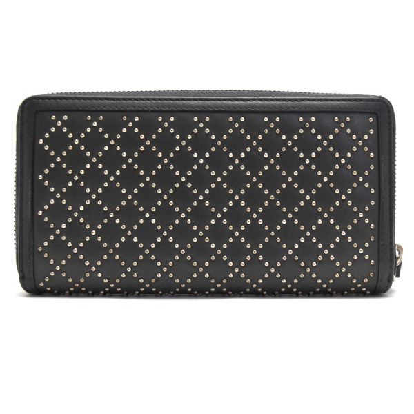 5000050884100352 3 Gucci Zipper Long Wallet Diamante Studded Leather Gray