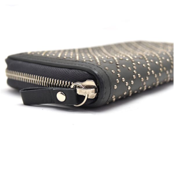 5000050884100352 5 Gucci Zipper Long Wallet Diamante Studded Leather Gray