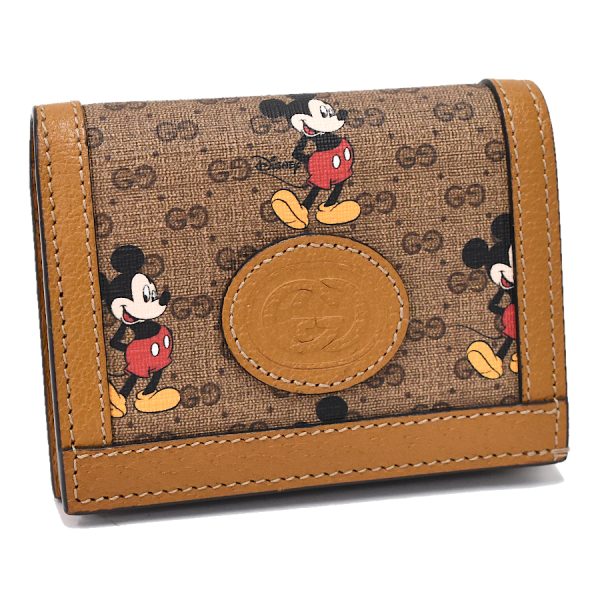 5000050884100357 1 Gucci Mickey Mouse Bifold Wallet Coated Canvas Beige