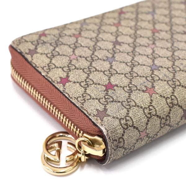 5000050884100360 6 Gucci Round Zipper Long Wallet GG Supreme Coated Canvas Beige Pink