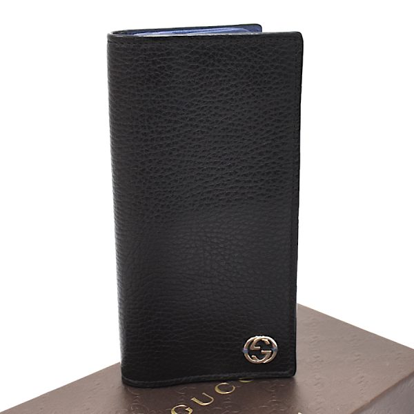 5000050884100361 1 Gucci Interlocking G Slim Bifold Wallet Leather Black Blue