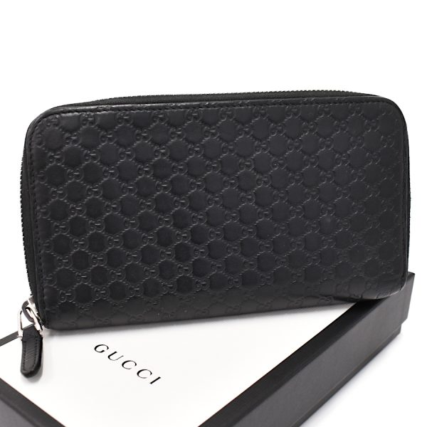 5000050884100362 1 Gucci Zip Around Wallet Long Wallet Micro GG Signature Guccisima Black