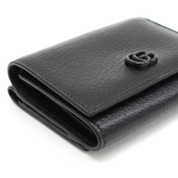 5000050884100382 6 Gucci Double GG compact tri fold wallet Marmont black