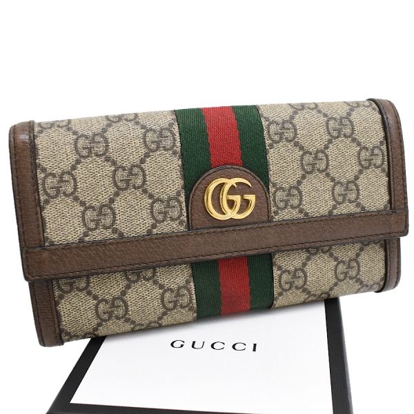 5000050884100386 1 Gucci GG Continental Wallet Long Wallet Ophidia GG Supreme Beige