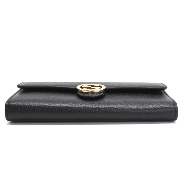 5000050884100388 4 Gucci long wallet Interlocking G leather black gold hardware