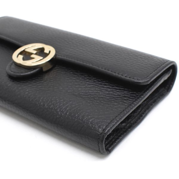 5000050884100388 5 Gucci long wallet Interlocking G leather black gold hardware