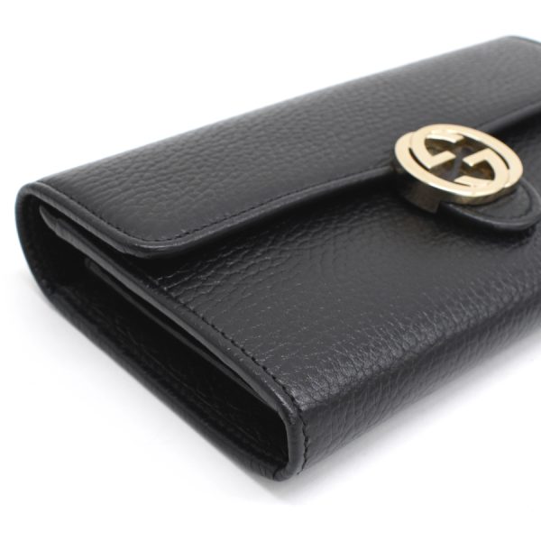 5000050884100388 6 Gucci long wallet Interlocking G leather black gold hardware