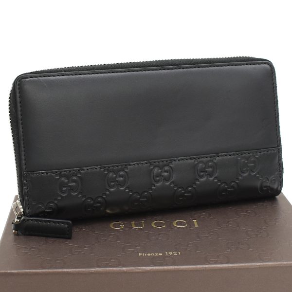 5000050884100390 1 Gucci Zip Around Wallet Long Wallet Guccisima Leather Mistral Black