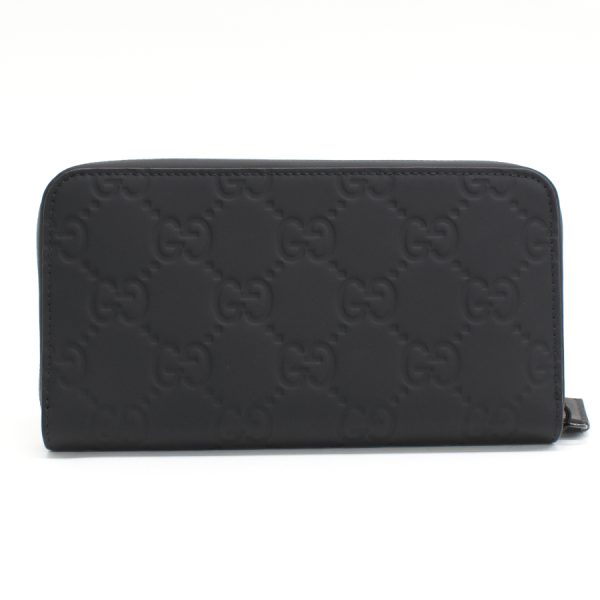 5000050884100393 3 Gucci Rubber Effect Zip Around Wallet GG Rubber Leather Black