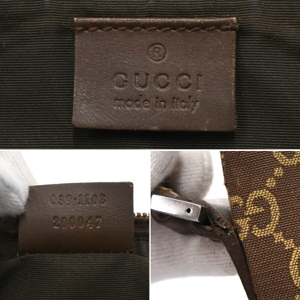 5000051884100354 9 Gucci Accessory Pouch Handbag GG Canvas Leather Brown