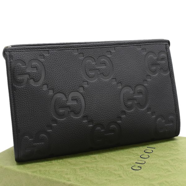 5000053884100426 1 Gucci Jumbo GG Pouch Jumbo GG Leather Black