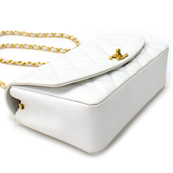 5000065884102074 6 CHANEL Chain Shoulder Bag Matelasse 25 Diana Flap Caviar Skin Leather White Gold Hardware