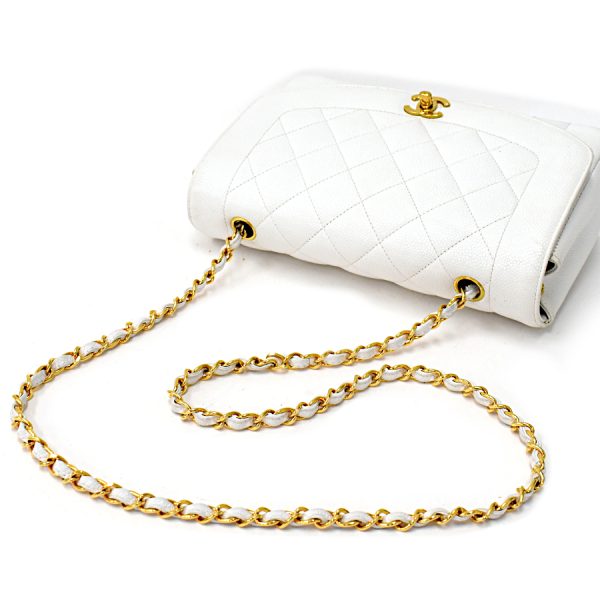 5000065884102074 7 CHANEL Chain Shoulder Bag Matelasse 25 Diana Flap Caviar Skin Leather White Gold Hardware