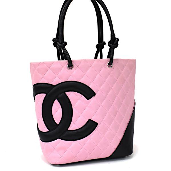 5000065884102203 1 CHANEL Cambon Line Medium Tote Handbag Calfskin Leather Pink