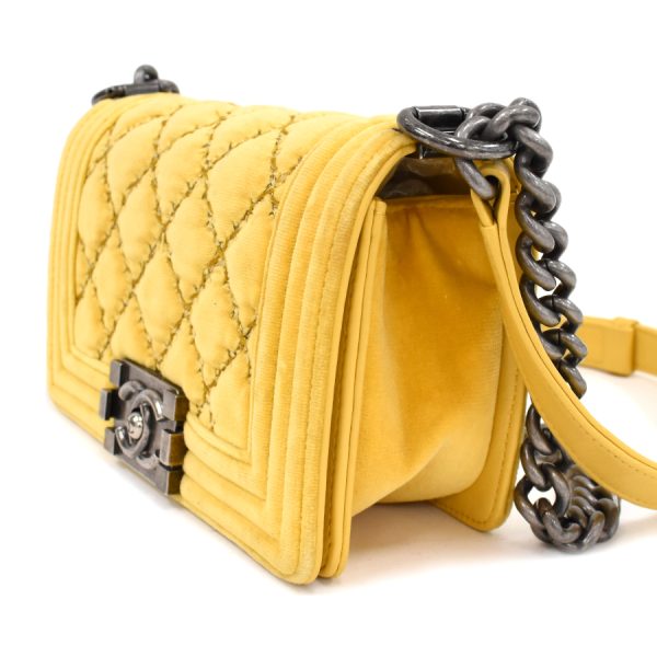 5000065884102268 2 Chanel Chain Shoulder Bag Boy Velor Yellow