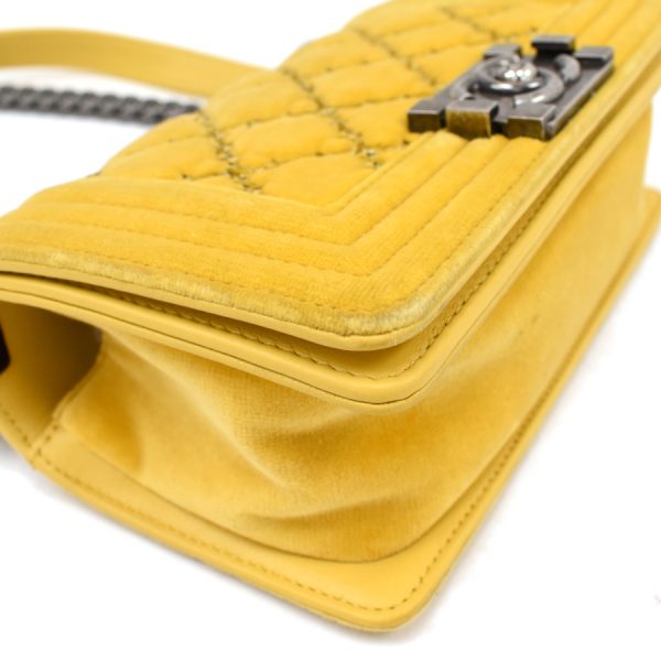 5000065884102268 5 Chanel Chain Shoulder Bag Boy Velor Yellow