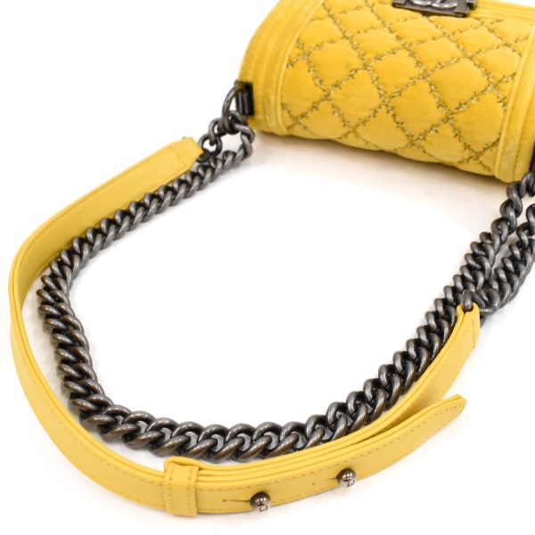 5000065884102268 7 Chanel Chain Shoulder Bag Boy Velor Yellow