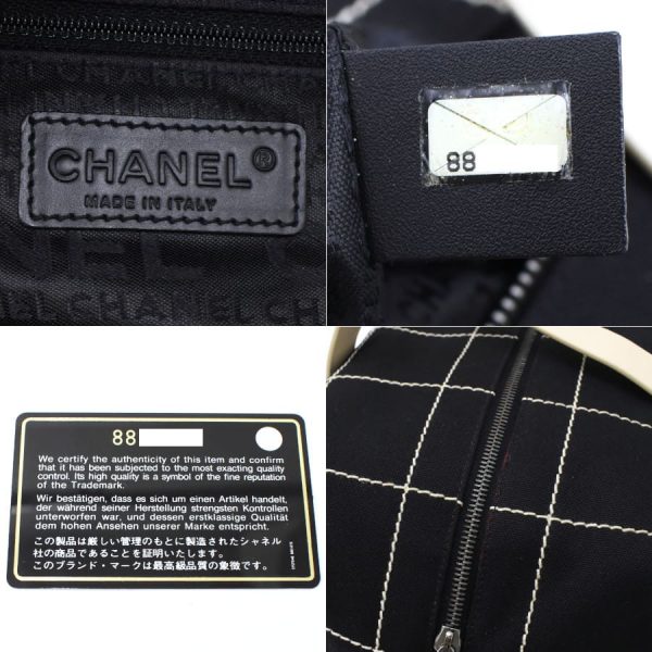 5000065884102286 9 CHANEL Chocolate Bar Wild Stitch Handbag Boston Bag Canvas Black