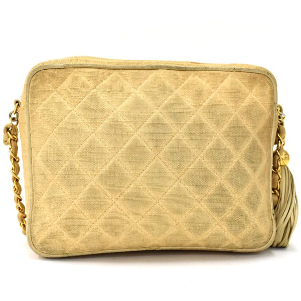 5000065884102346 3 CHANEL Chain Shoulder Bag Matelasse Cotton Beige