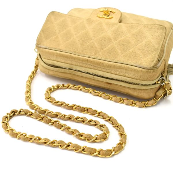 5000065884102346 7 CHANEL Chain Shoulder Bag Matelasse Cotton Beige