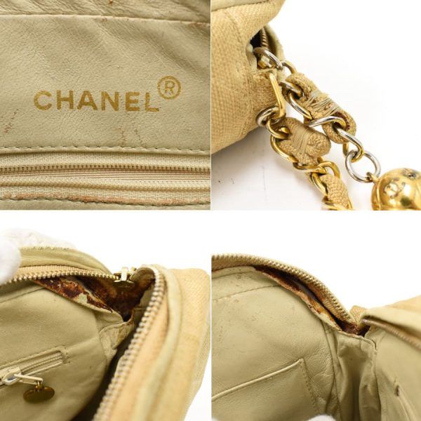 5000065884102346 9 CHANEL Chain Shoulder Bag Matelasse Cotton Beige