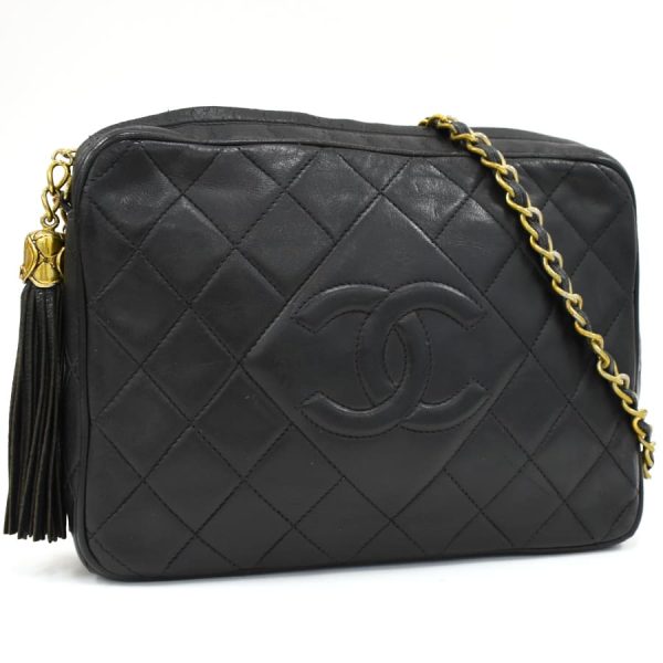 5000065884102369 1 CHANEL Chain Shoulder Bag Matelasse Diamond Stitch Leather Black