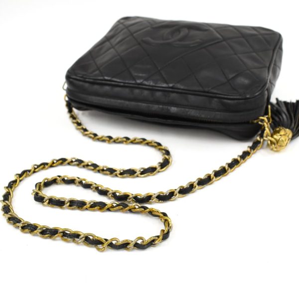 5000065884102369 7 CHANEL Chain Shoulder Bag Matelasse Diamond Stitch Leather Black