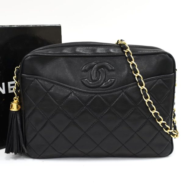 5000065884102372 1 CHANEL Chain Shoulder Bag Matelasse Leather Black