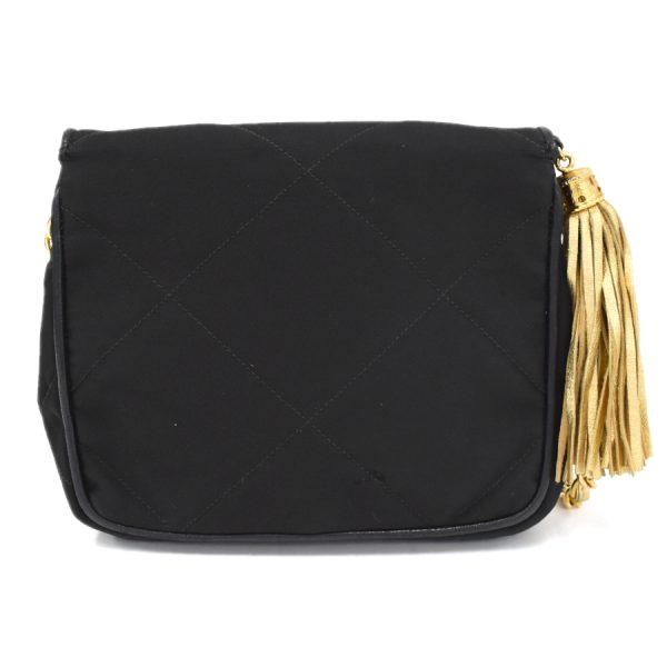 5000065884102397 3 CHANEL mini chain shoulder bag tassel here mark nylon leather black