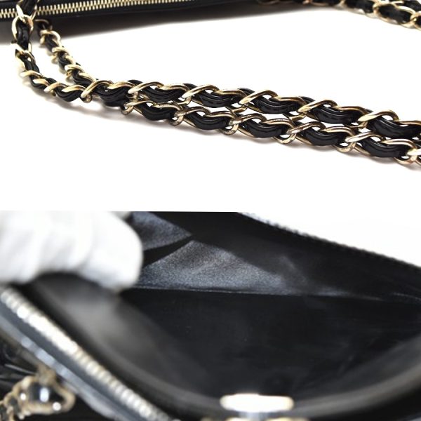 5000065884102405 9 CHANEL Chain Bag Tote Coco Mark Patent Leather Black