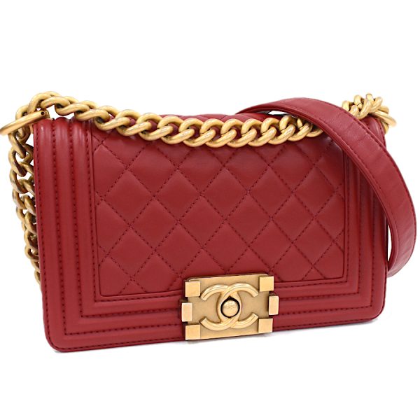 5000065884102407 1 Chanel Chain Shoulder Bag Boy Chanel Coco Mark Leather Red