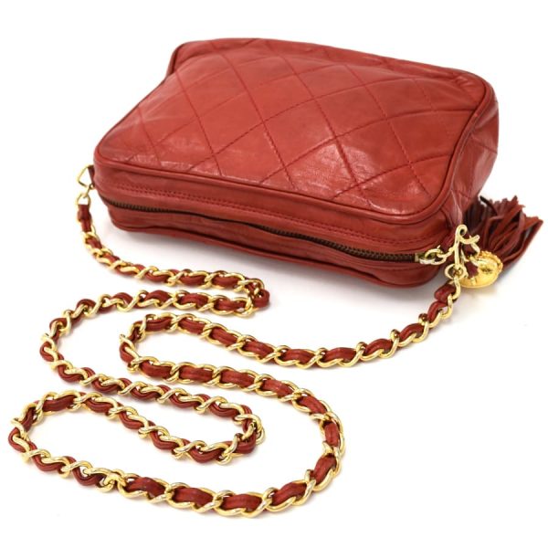 5000065884102420 7 CHANEL Chain Shoulder Bag Mini Matelasse Tassel Lambskin Red