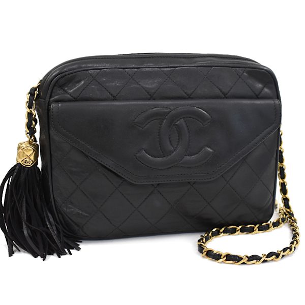 5000065884102445 1 CHANEL Chain Shoulder Bag Matelasse Lambskin Leather Black