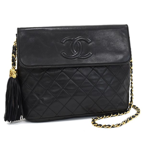 5000065884102452 1 CHANEL Chain Shoulder Bag Matelasse Leather Black