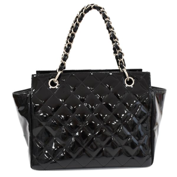 5000065884102458 3 CHANEL Chain Tote Handbag Matelasse Patent Leather Black