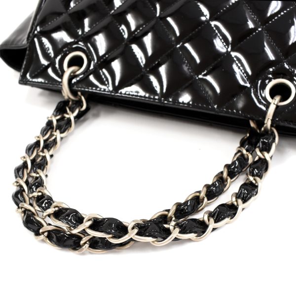 5000065884102458 6 CHANEL Chain Tote Handbag Matelasse Patent Leather Black