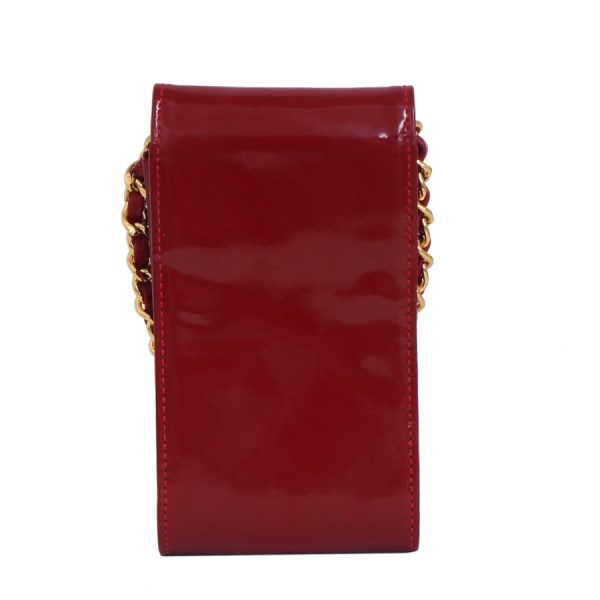 5000065884102462 3 CHANEL Coco Mark Chain Mini Pouch Patent Leather Wine Red