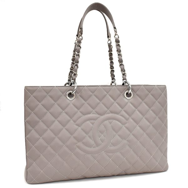 5000065884102479 1 CHANEL Grand Shopping GST Chain Tote Bag Matelasse Caviar Skin Leather Gray Silver Hardware