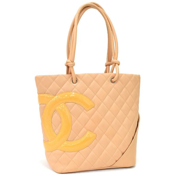 5000065884102496 1 CHANEL Cambon Line Medium Tote Handbag Calfskin Leather Beige