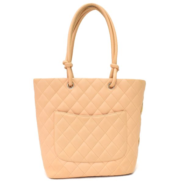 5000065884102496 3 CHANEL Cambon Line Medium Tote Handbag Calfskin Leather Beige