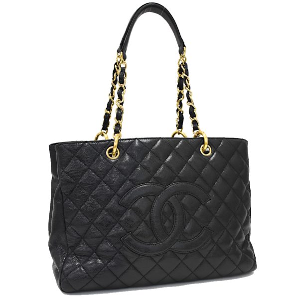 5000065884102497 1 CHANEL Chain Shoulder GST Tote Bag Matelasse Caviar Skin Leather Black