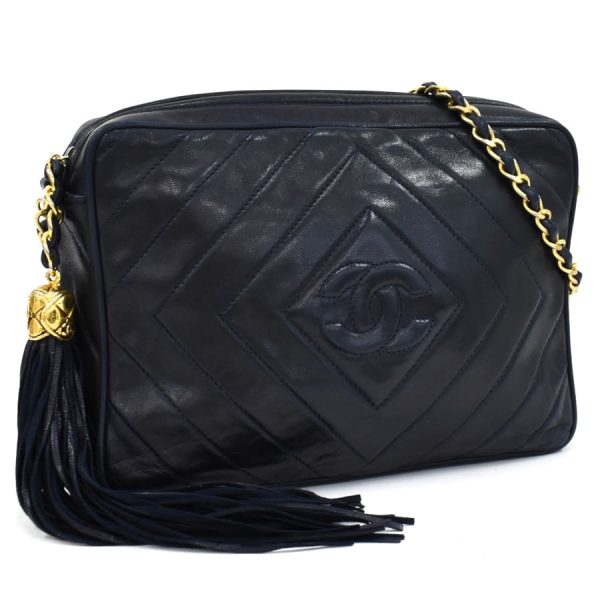 5000065884102517 1 CHANEL Chain Shoulder Bag Diamond Stitch Leather Navy