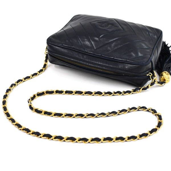 5000065884102517 7 CHANEL Chain Shoulder Bag Diamond Stitch Leather Navy